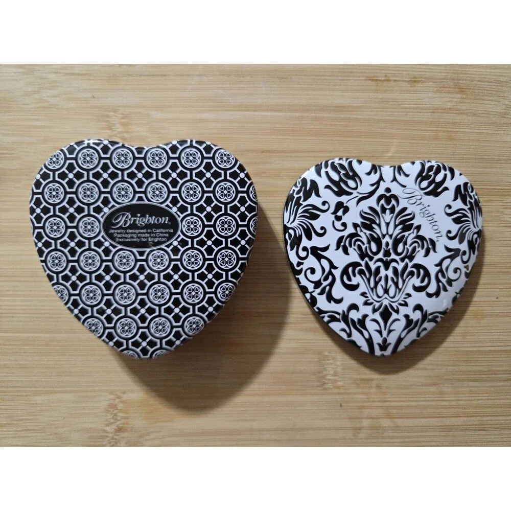 Brighton Drawstring Fabric Jewelry Pouch  Gift Bag Hearts 3 Bags + 2‎ Heart Tin